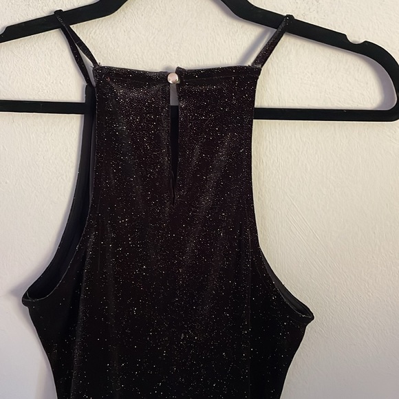 Haute Monde Black Halter Neck Sparkly Mini Dress New Year's Eve Dress - Picture 5 of 8